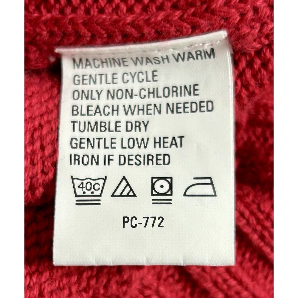 Vintage IZOD Cotton Sweater Men's Large Solid Red Diamond Pattern Christmas - Picture 8 of 11